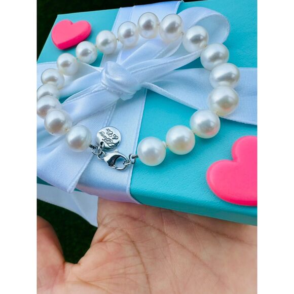 INCREDIBLY RARE Tiffany & Co. Ziegfeld 9-10mm Pearl Bracelet Silver, 7.75" - Picture 1 of 11
